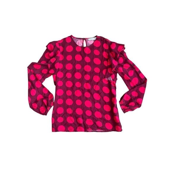 Compania fantastica RED POLKA DOT PRINT LIGHTWEIGHT SMOCK TOP - Picture 1 of 6